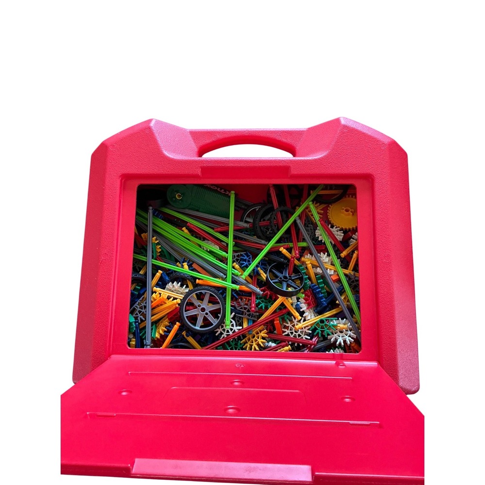 KNEX Building Set Bulk Lot with Red Hard Plastic Carrying Case Storage Box